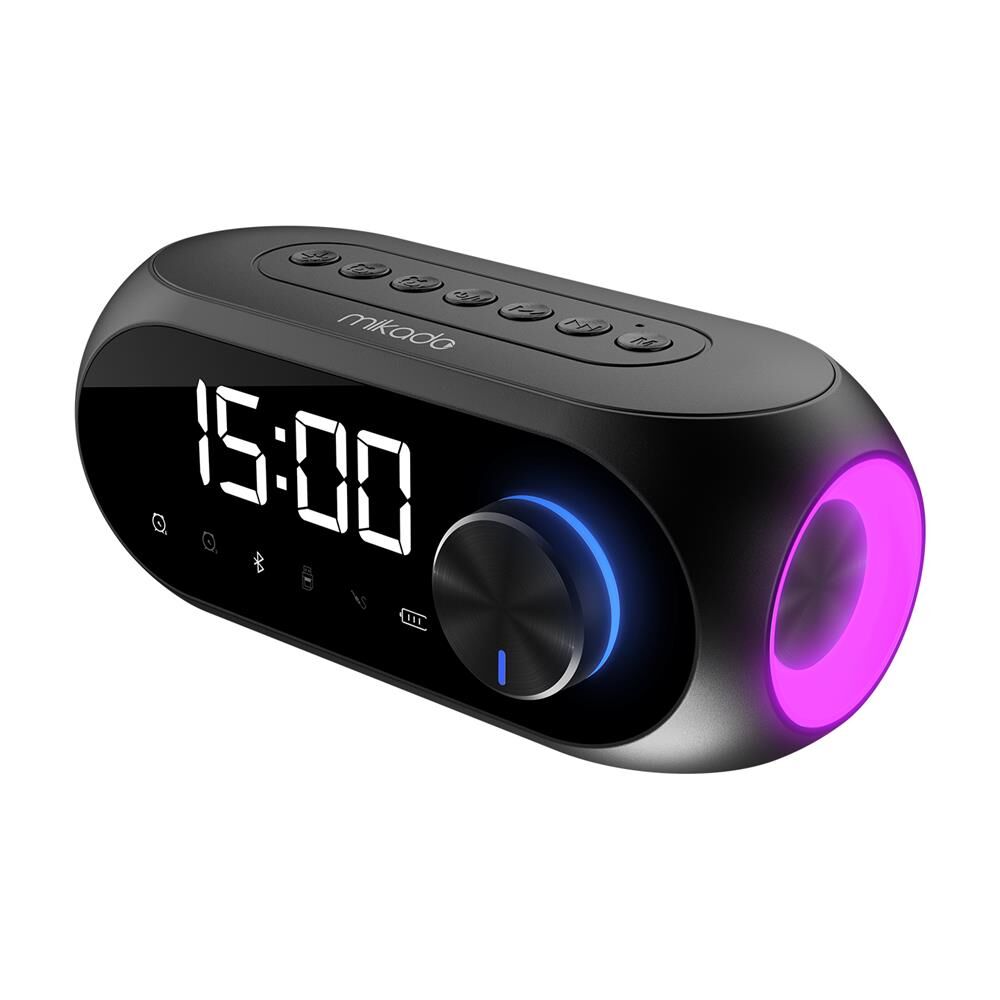 Mikado MD-W7 1200mAh 5W Siyah Bluetooth-Aux-Derece-Usb-FM (RADYO) Alarmlı Saat Speaker Speaker