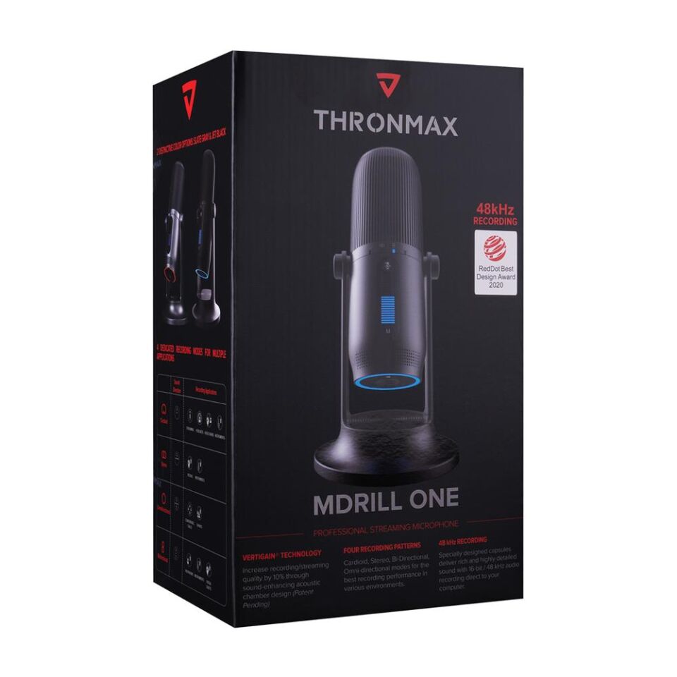 Thronmax M2 MDRILL ONE Siyah USB 48Khz 16Bit HD Stüdyo 4Tip Kayıt RGB 3,5mm Led Type-C Mikrofon
