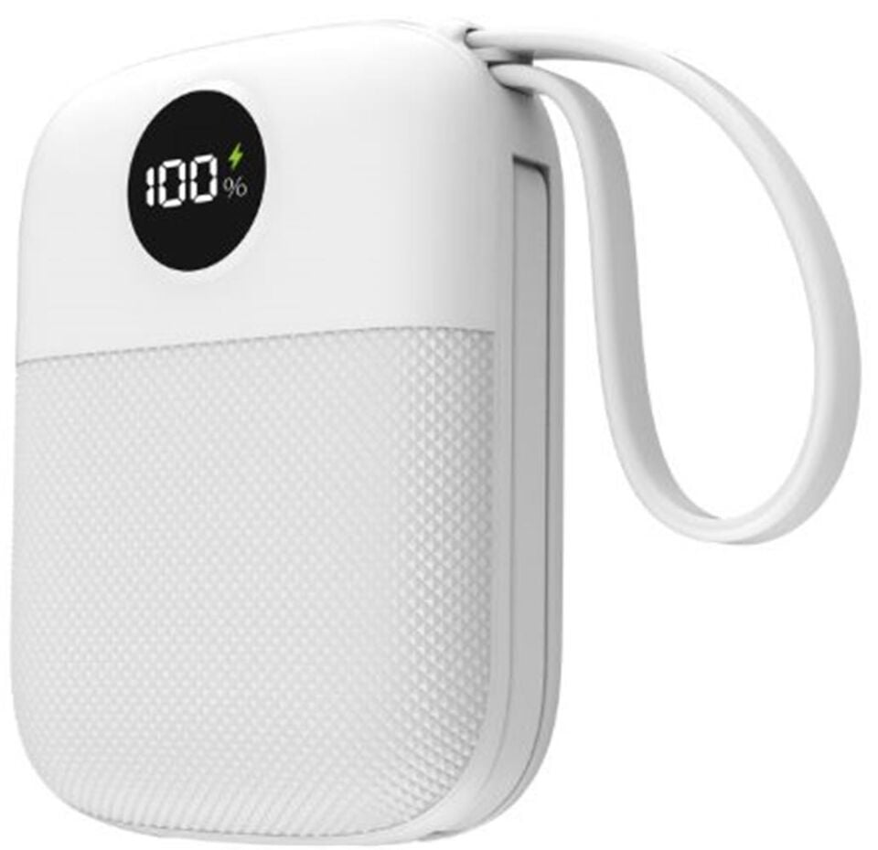 S-link MP110 10000mAh PD22.5W Type-C+Lightning Kablolu Beyaz  Pil Şarj Cihazı Powerbank