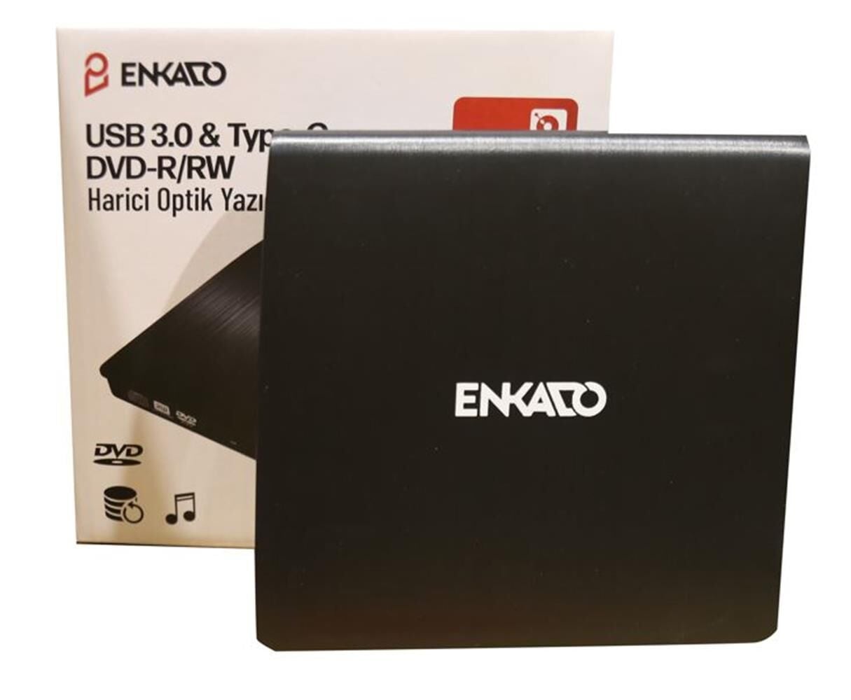 Enkado Ekd-Udvd120 Type-C - USB 3.0 DVD-R-CD-R-RW- Dvd-Rw Ultra Slim Harici Optik Yazıcı Siyah