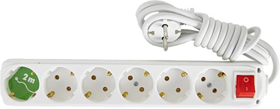 Almera 6lı 2mt Anahtarlı Topraklı Priz (9260202)