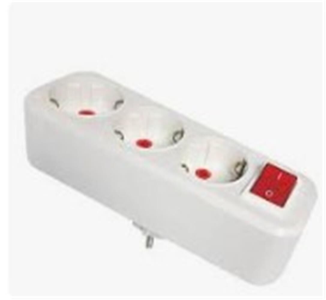 Mutlusan 3lü Topraklı Anahtarlı  Fiş,Priz Düz Tip (001 170 033004 00 00 )