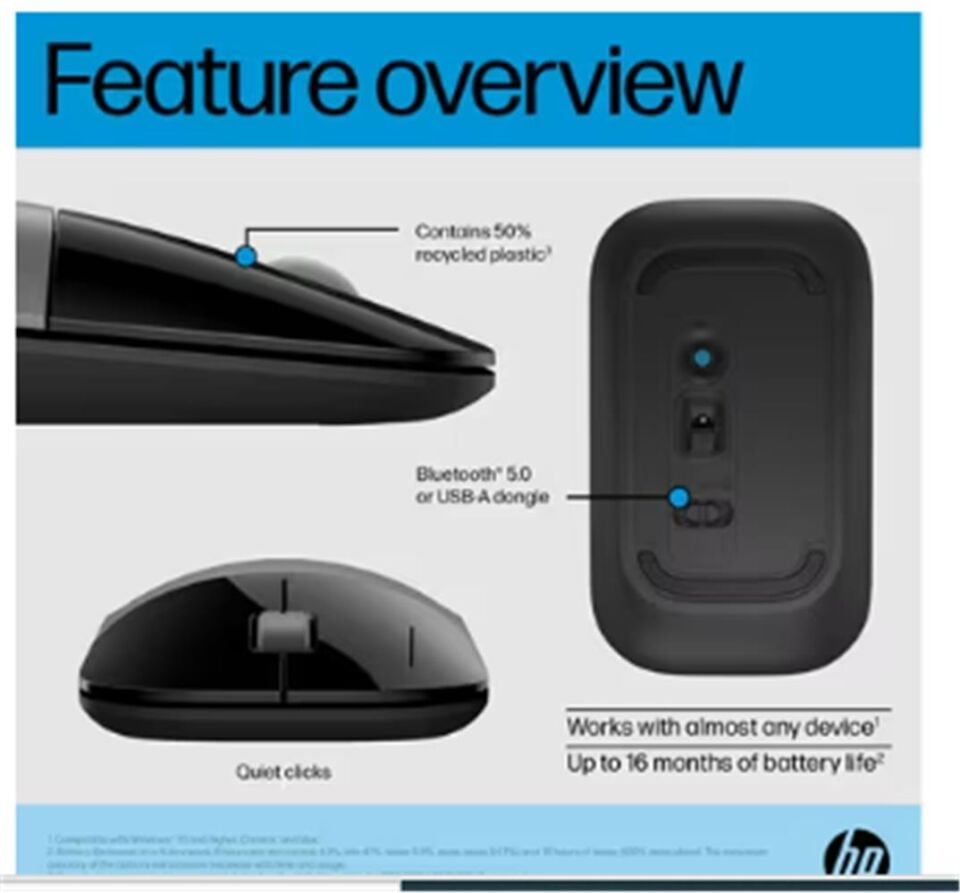 HP Z3700 758A9AA Bluetooth 2.4GHz 1600DPI Silver Wireless Optik Mouse