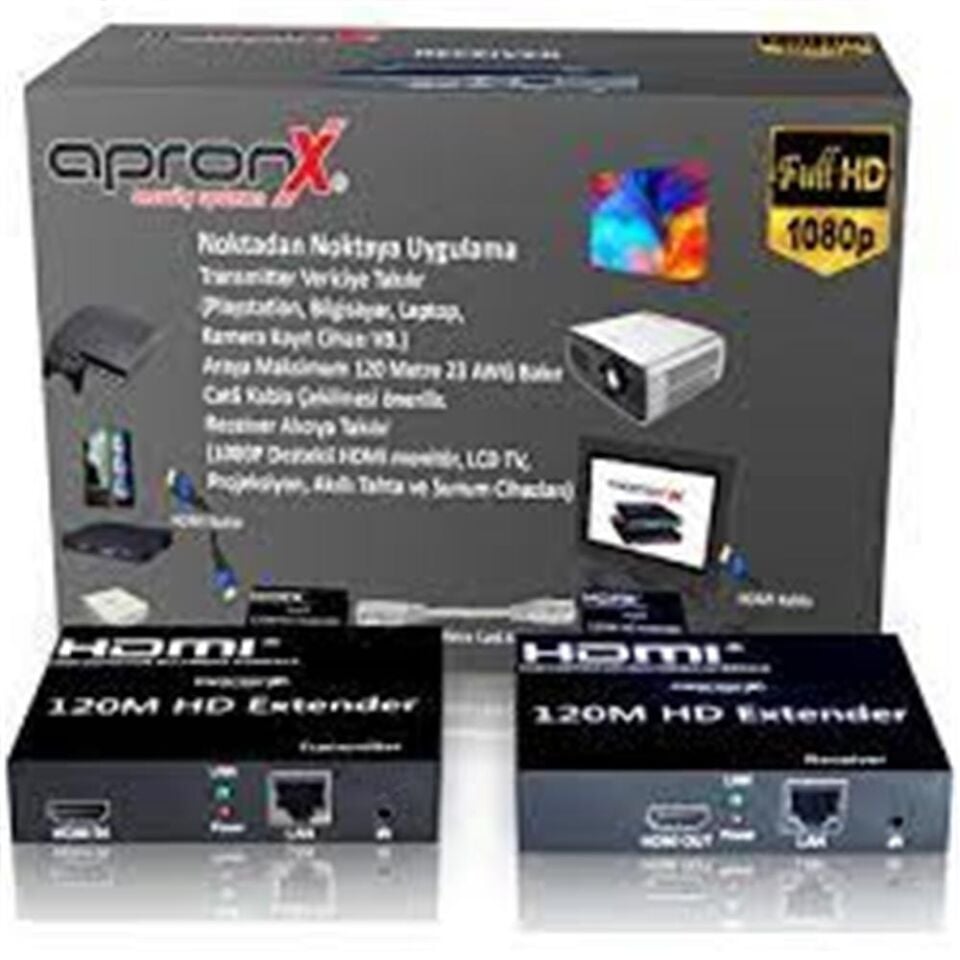 Apronx APX-USB120M-B Cat5e-Cat6 120 metre FullHd 1080P HDMI Extender