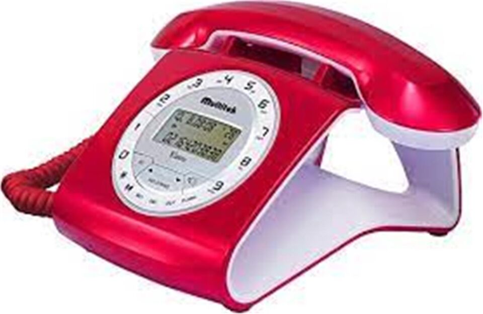 Multitek Retro Özel Tasarımlı Kablolu Siyah-Kırmızı-Gri-Turuncu-Beyaz Masa Üstü Telefon