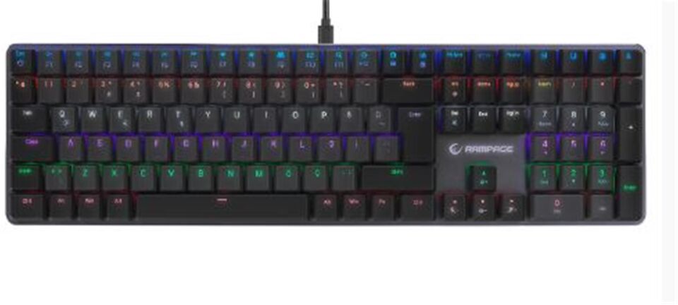 Rampage GRANITE PRO Siyah-Gri Low Profile BLUE SWITCH Q Rainbow Mekanik Gaming Oyuncu Klavye