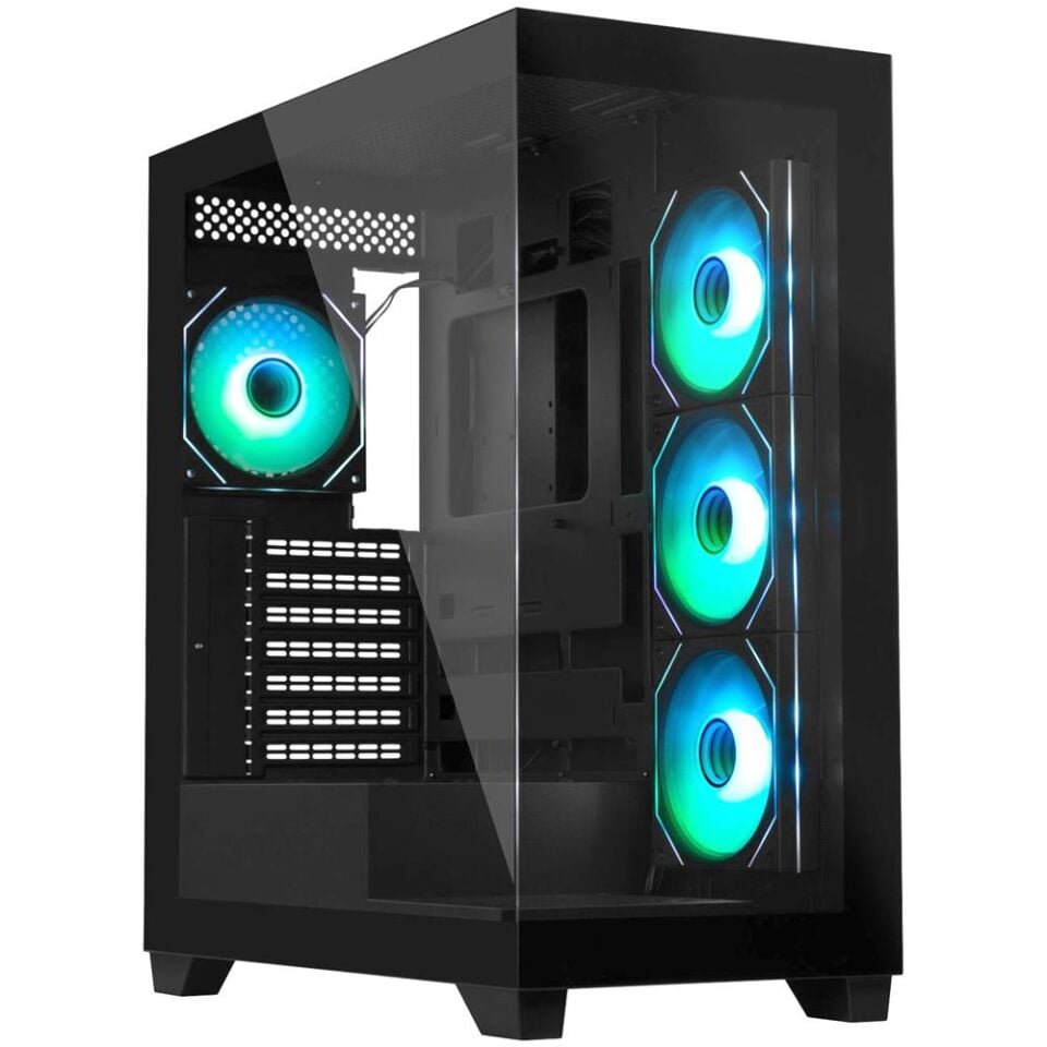 BitFenix CETO 500 4-120mm ARGB Fan 750W 80 Plus Siyah 1-Usb3.0 2-Usb2.0 Tempered Glass Oyuncu Kasası