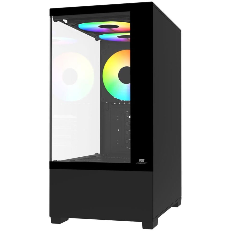 PowerBoost PB-M5001B 500w 3-12cm Rainbow Fanlı USB 3.0 Seaview M-ATX Gaming Siyah Kasa
