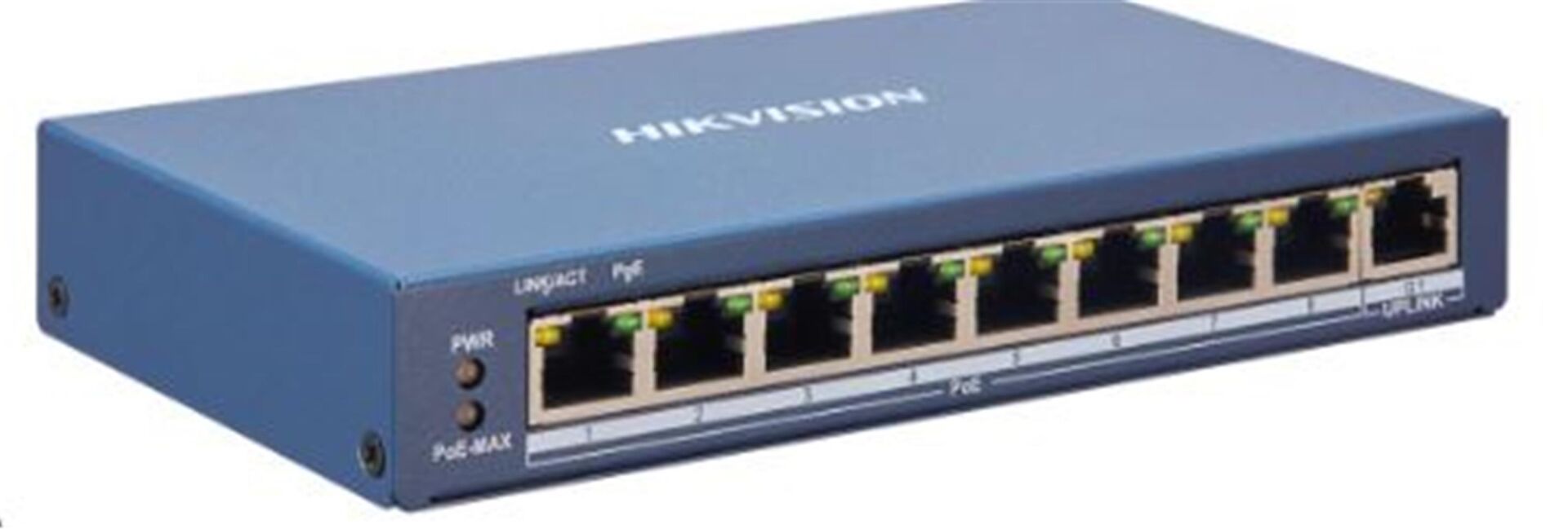 Hikvision DS-3E1310P-EI-M 8×10-100 Mbps PoE Portu, 2×Gigabit RJ45 Portu 60W Switch