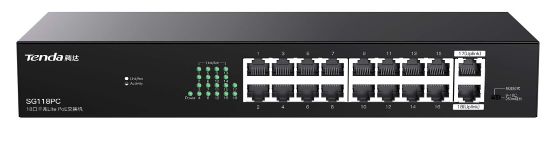 Tenda SG118PC SG118PC 18 Port Gigabit PoE Switch 100-100-1000 167W