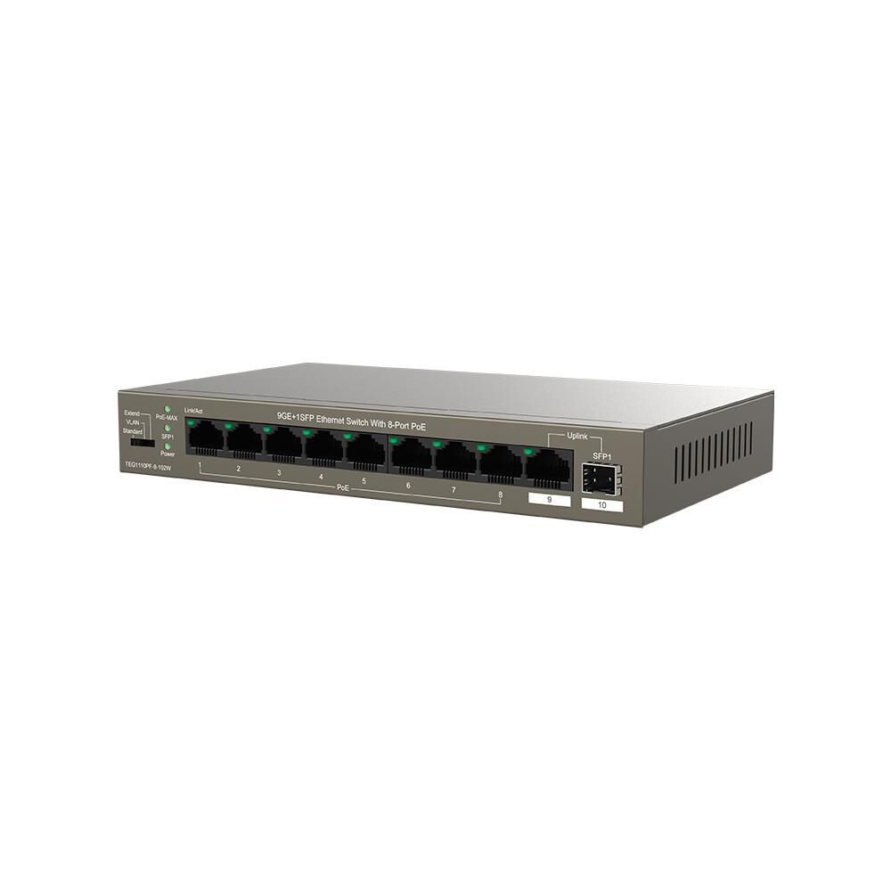 Tenda TEG1110PF-8-120W 9 Port 8 Port Poe+ 10-100-1000 Switch + 1 Port Uplink + 1 Port SFP