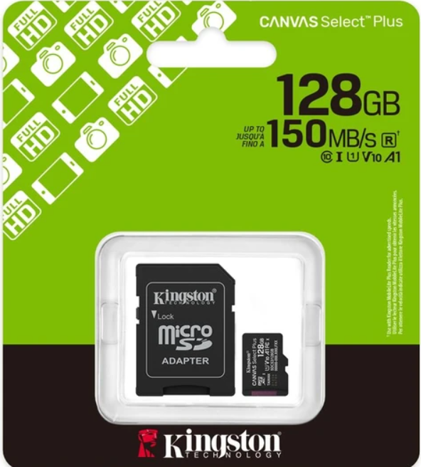 Kingston SDCS3-128GB 128GB microSDXC Canvas Select Plus Gen3 150MB-s A1 Card + Adapter Hafıza Kartı