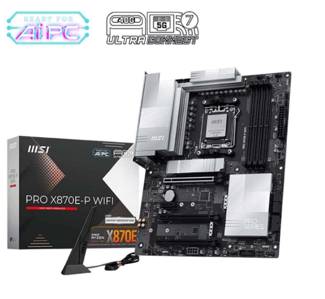 Msi Pro X870E-P WIFI DDR5 AMD X870E AM5 Soket DDR5 8200+(OC)MHz ATX Oyuncu (Gaming) Anakart